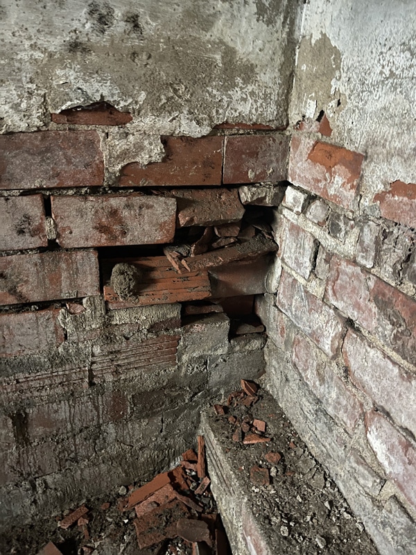 Crumbling Foundation Wall Needing Rebuild